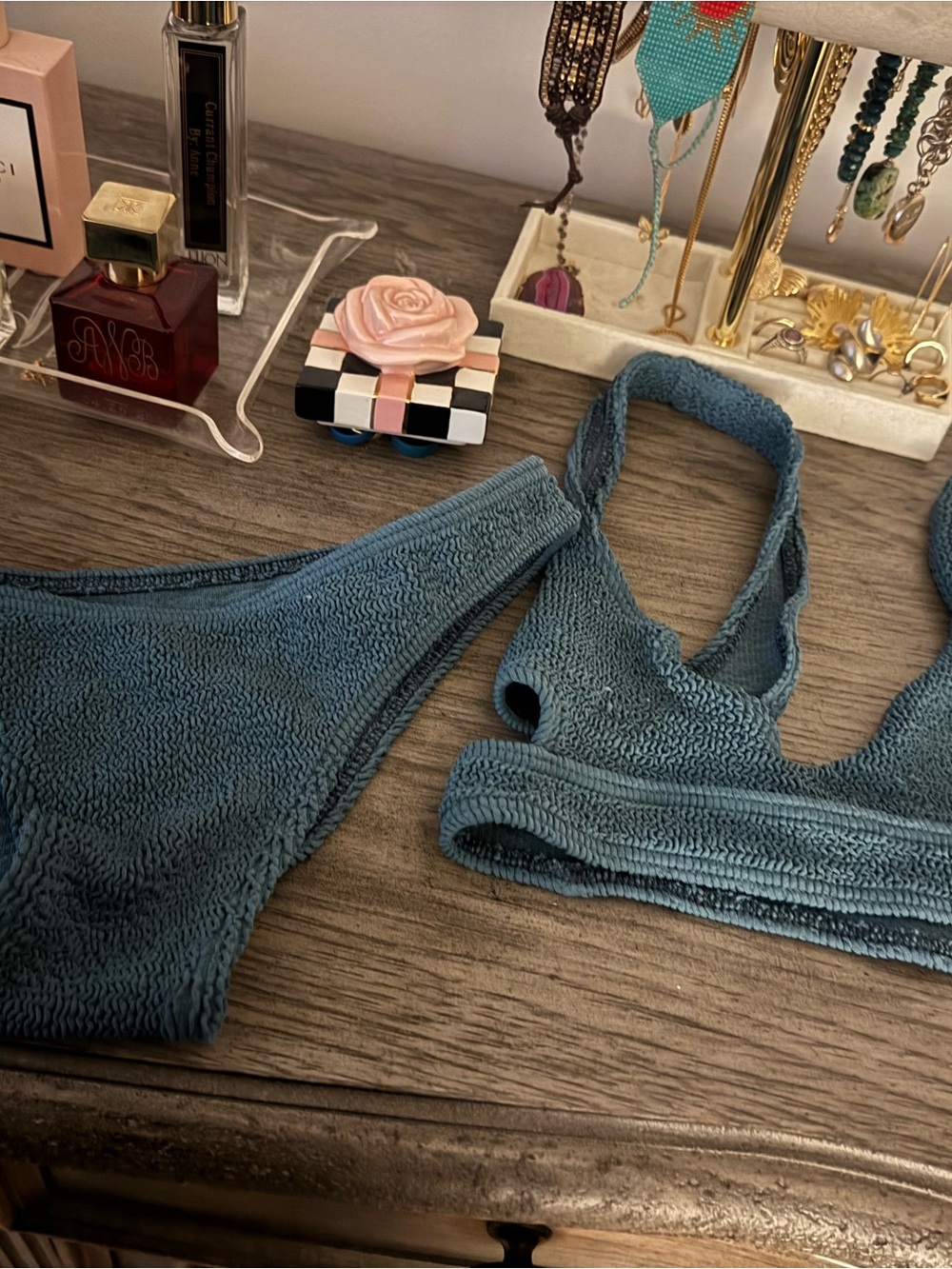 summersalt Textured Scoop Bralette & Bikini Set in Teal Blue